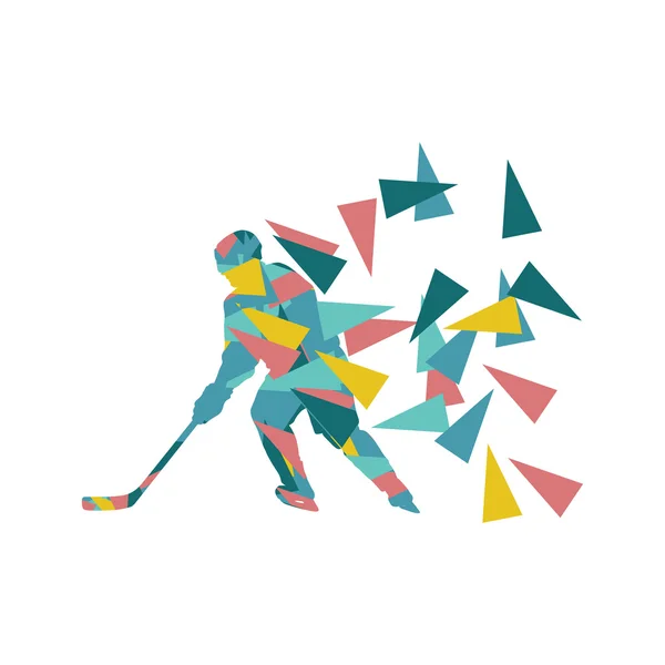 Hockey sur glace joueur vecteur arrière-plan concept abstrait fait de pol — Image vectorielle