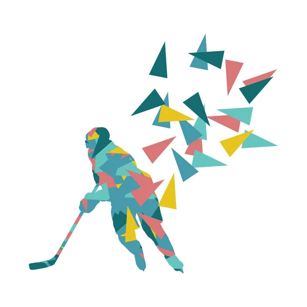 Hielo jugador de hockey vector fondo abstracto concepto hecho de pol — Archivo Imágenes Vectoriales