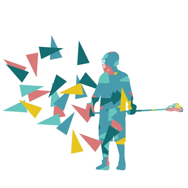 Lacrosse jugador abstracto vector fondo ilustración hecha de — Vector de stock