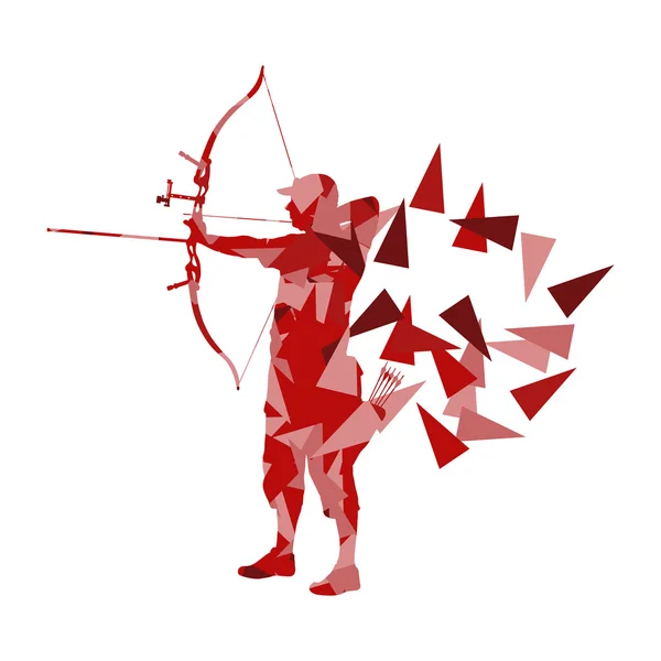 Archery man archer training with bow vector background concept m — Stock Vector