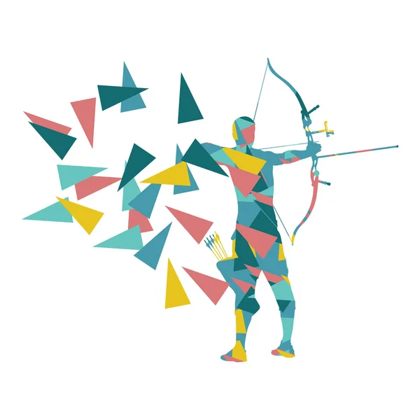 Archery man archer training with bow vector background concept m — ストックベクタ