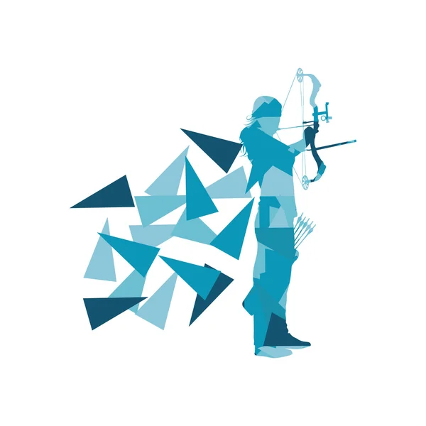 Archery woman archer training with bow vector background concept — Stockový vektor