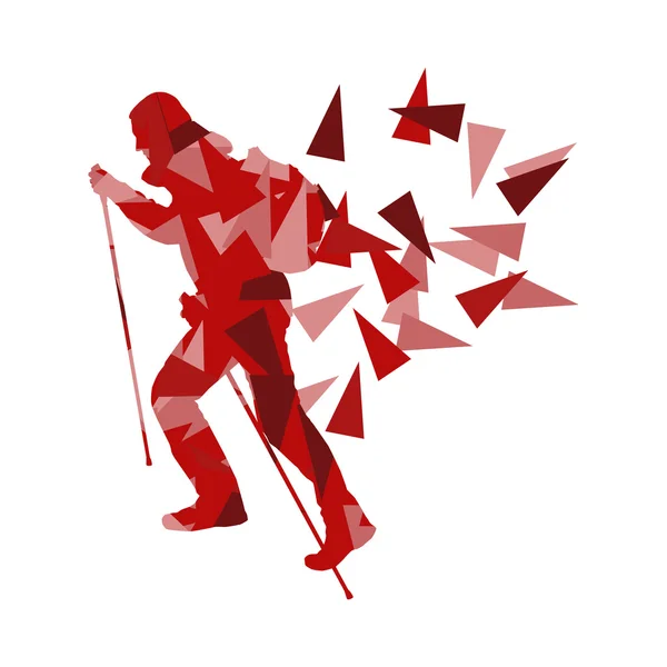 Hiking and nordic walking person vector background abstract conc — Διανυσματικό Αρχείο