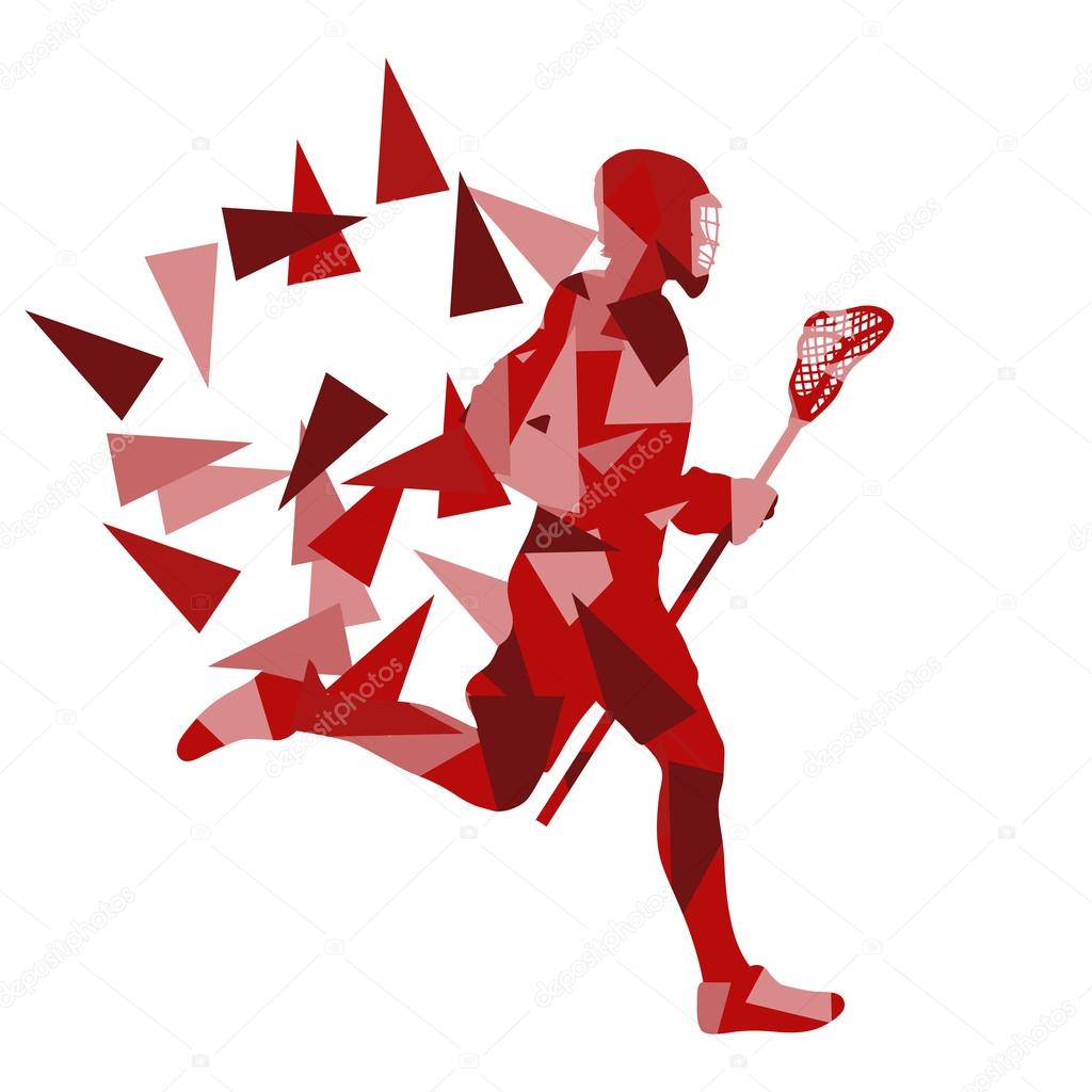 Lacrosse player abstract vector background illustration made of 