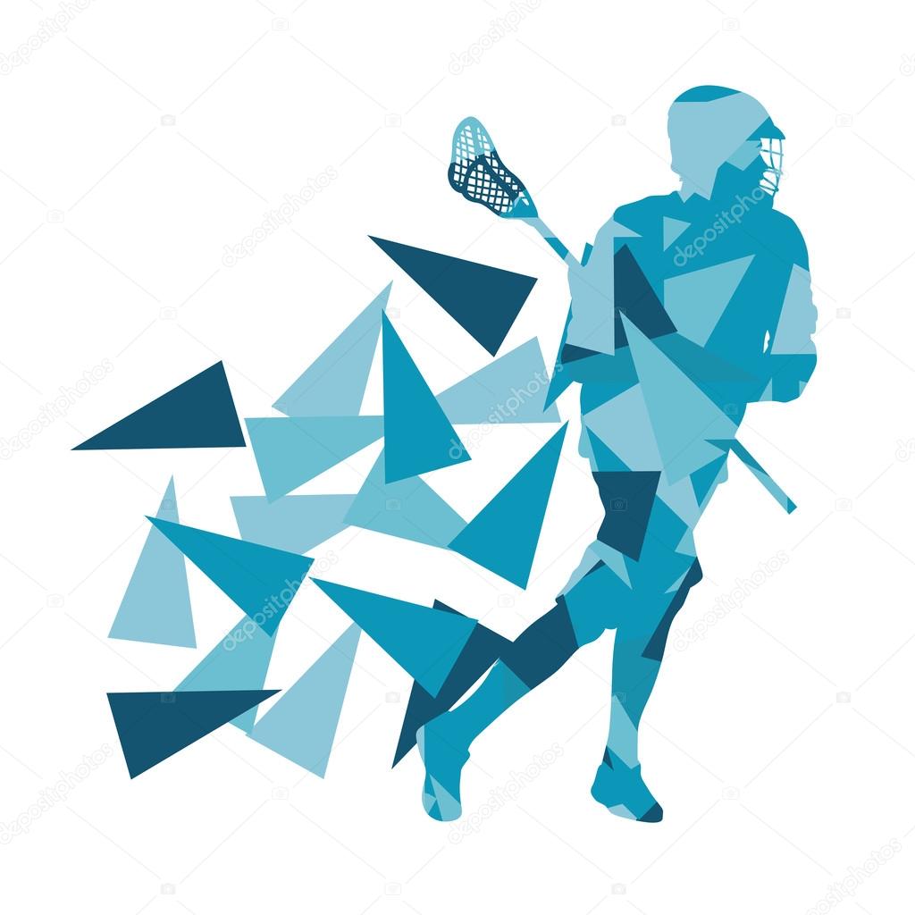 Lacrosse player abstract vector background illustration made of 