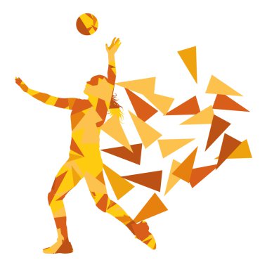 Çokgen parçaları vec yapılan Voleybol oyuncusu kadın siluet