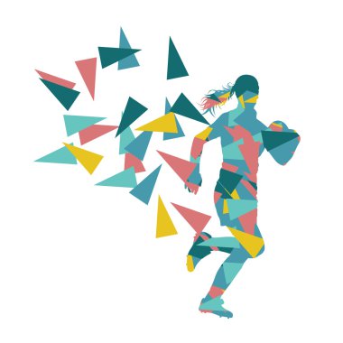 Pol kadın rugby oyuncusu kadın soyut vektör arka plan yaptı