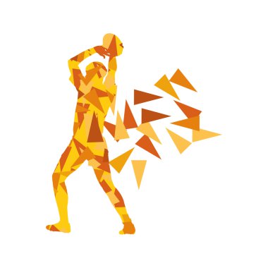 Çokgen erkek rugby oyuncusu adam soyut vektör arka plan yaptı