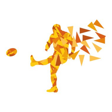 Çokgen erkek rugby oyuncusu adam soyut vektör arka plan yaptı