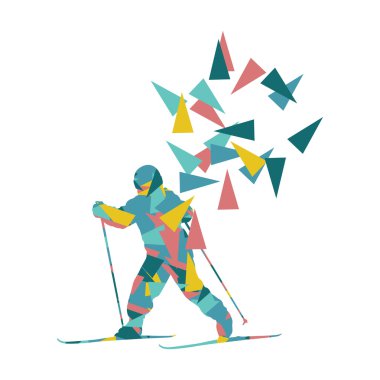 Kayak çocuk kayakçı vektör arka plan soyut illüstrasyon kavramı