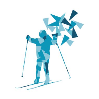 Kayak çocuk kayakçı vektör arka plan soyut illüstrasyon kavramı