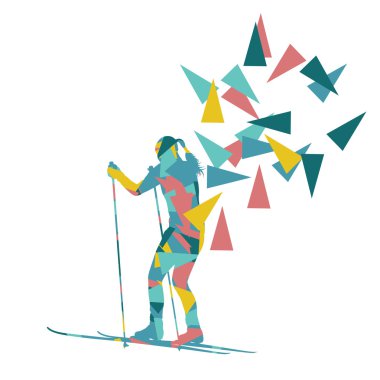 Kadın kadın Kayak vektör arka plan kış soyut spor Hüseyin