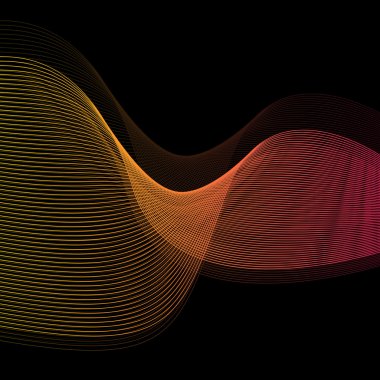 Soyut dalga satırları vektör siyah arka plan