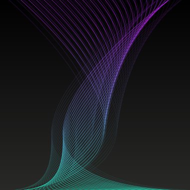 Soyut dalga satırları vektör siyah arka plan