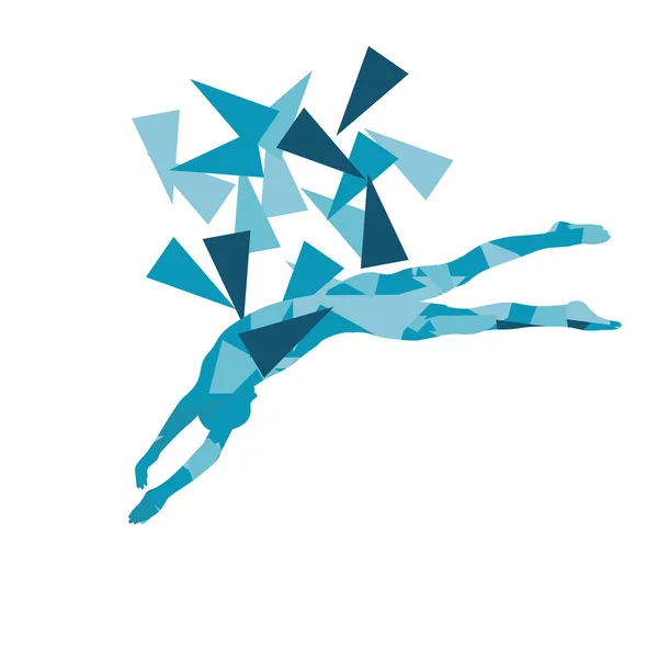 Yüzücü profesyonel pozisyon vektör soyut illustrati atlama — Stok Vektör