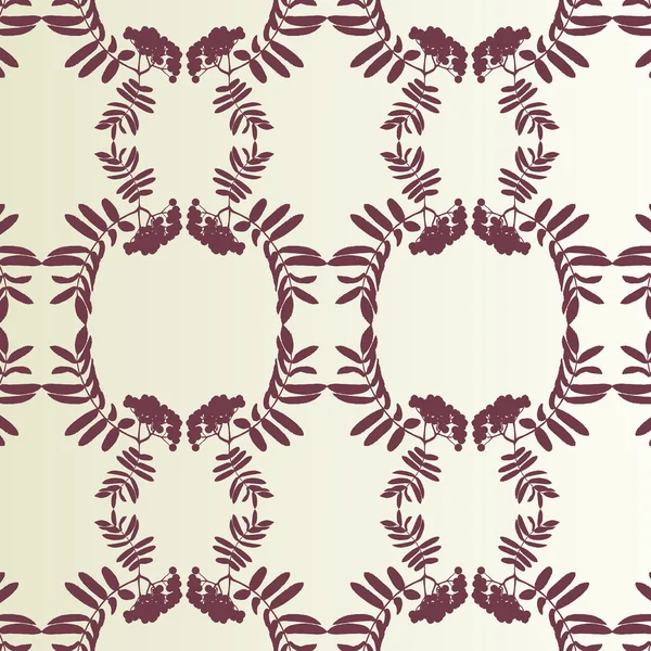 Vintage background vector with rowan berry tree branch pattern e — ストックベクタ