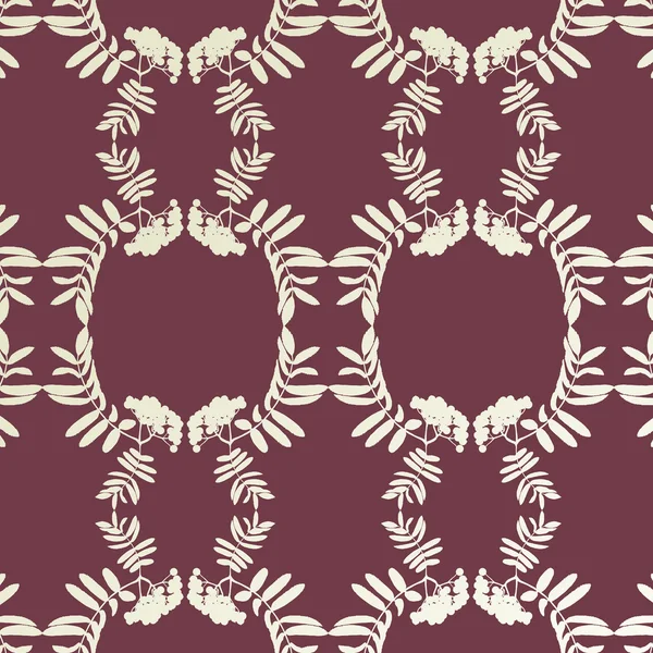 Vintage background vector with rowan berry tree branch pattern e — ストックベクタ