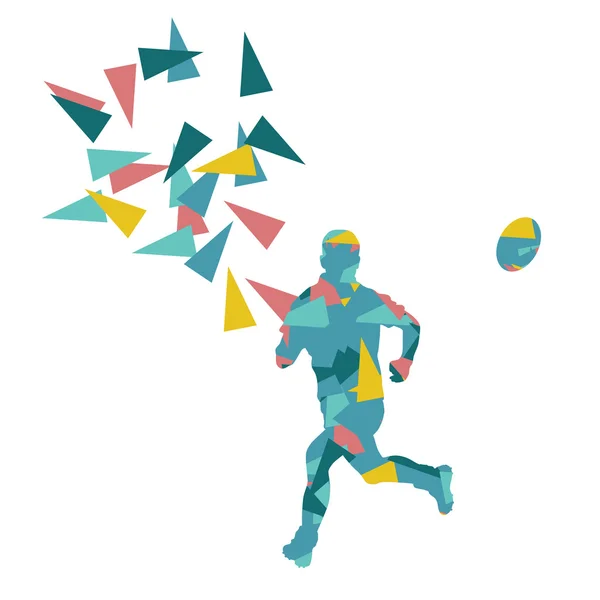 Homme joueur de rugby homme fond vectoriel abstrait en polygone — Image vectorielle