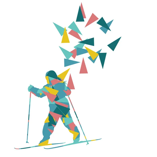 Esquí niño esquiador vector fondo abstracto ilustración concepto — Archivo Imágenes Vectoriales