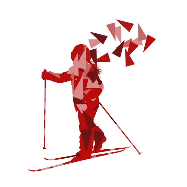 Skiing kid skier vector background abstract illustration concept — Stock vektor