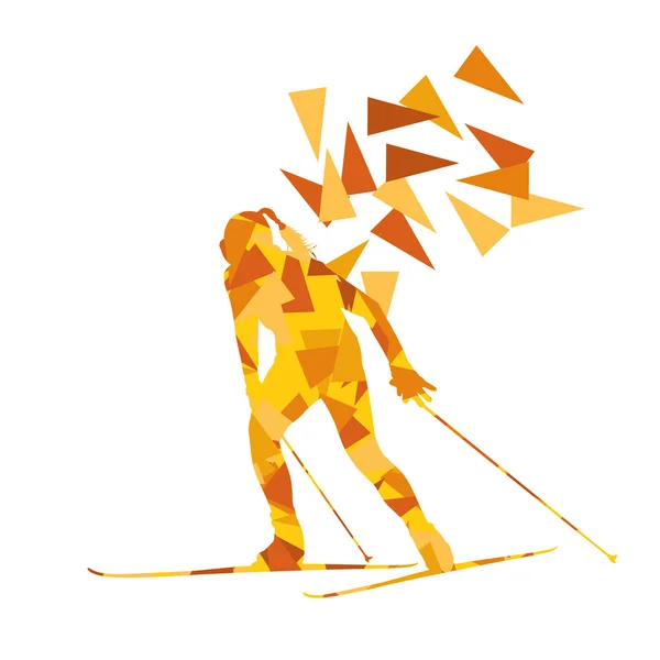 Mujer esquí vector fondo invierno abstracto deporte illu — Vector de stock
