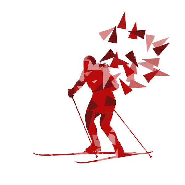 Female woman skiing vector background winter abstract sport illu — Stock Vector