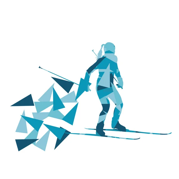 Vrouwelijke vrouw skiën vector achtergrond winter abstracte sport illu — Stockvector