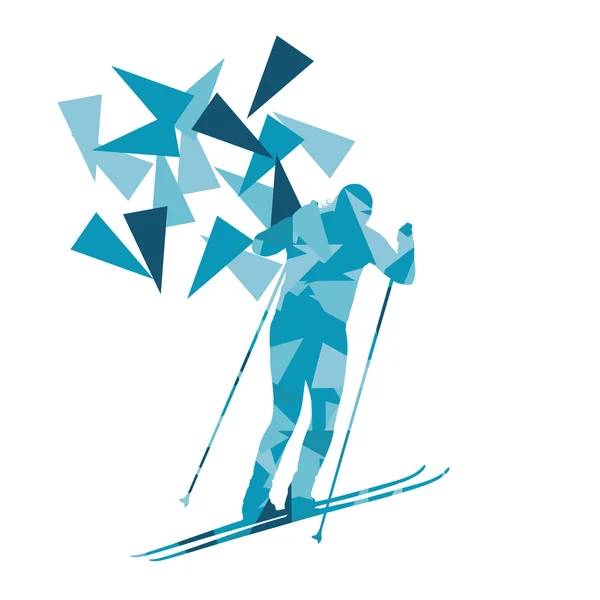 Mujer esquí vector fondo invierno abstracto deporte illu — Archivo Imágenes Vectoriales