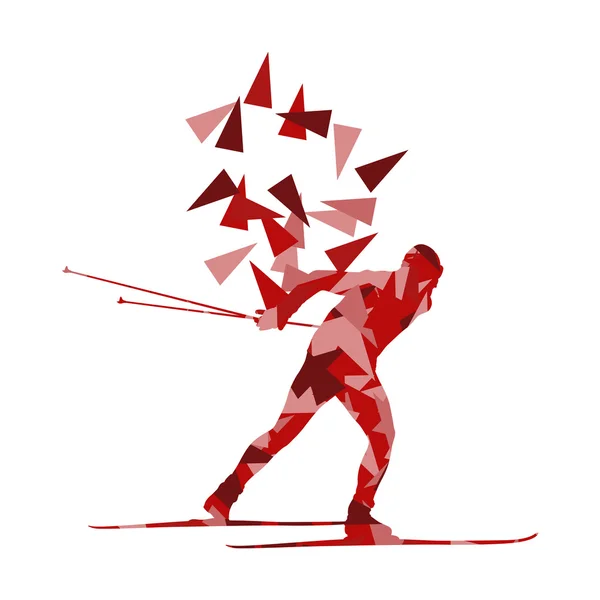 Skiing man vector background abstract illustration concept made — Stock vektor