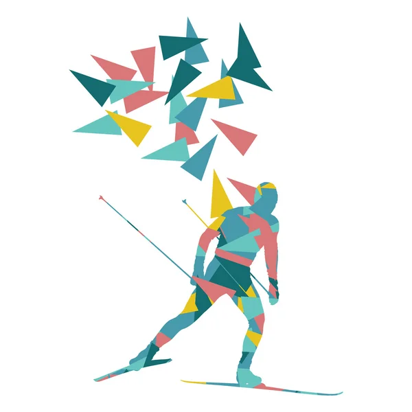 Skiing man vector background abstract illustration concept made — ストックベクタ