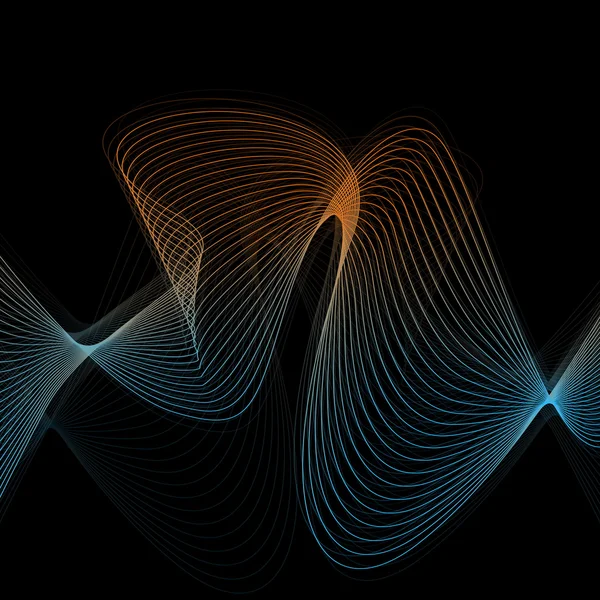 Abstract wave lines vector black background — Stockový vektor