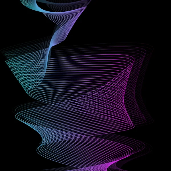 Abstract wave lines vector black background — Stock Vector