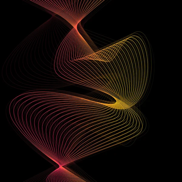 Líneas de onda abstractas vector fondo negro — Vector de stock