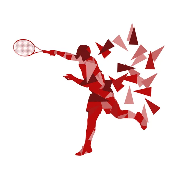 Jogador de tênis homem ilustração abstrata feita de fragmento de polígono — Vetor de Stock