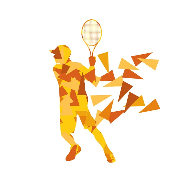Tennis player man abstract illustration made of polygon fragment — Stock Vector