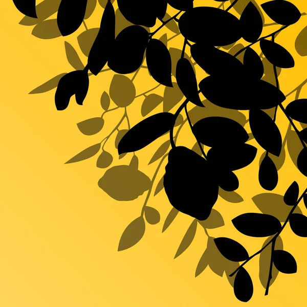 Zweige mit Laubblättern Vektor detaillierten grünen Hintergrund — Stockvektor
