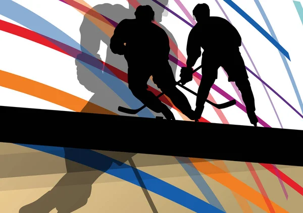 Hockey player sport silhouette vector abstract background line — Stock Vector