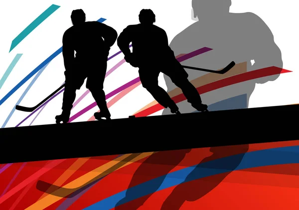 Hockey joueur sport silhouette vecteur abstrait fond ligne — Image vectorielle