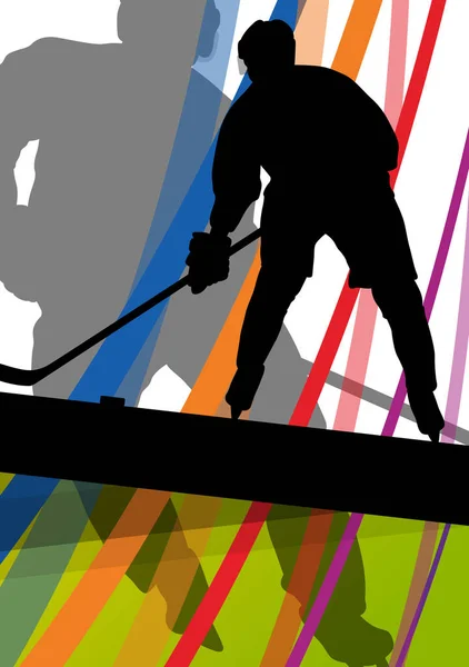 曲棍球运动员运动剪影矢量抽象背景 — 图库矢量图片