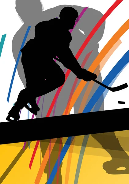 Hockey jugador deporte silueta vector abstracto fondo — Vector de stock