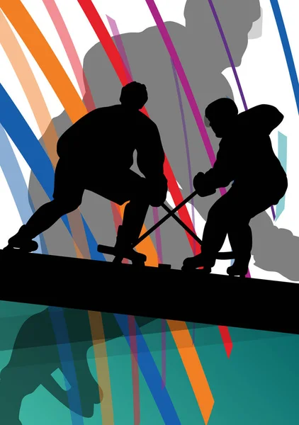 Hockey joueur sport silhouette vecteur abstrait fond ligne — Image vectorielle