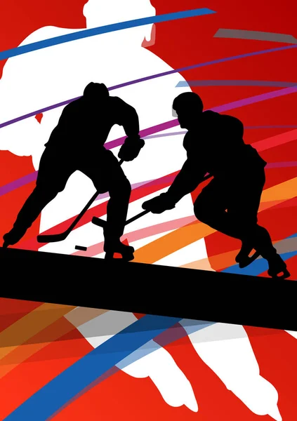 Hockey player sport silhouette vector abstract background line — Stock Vector