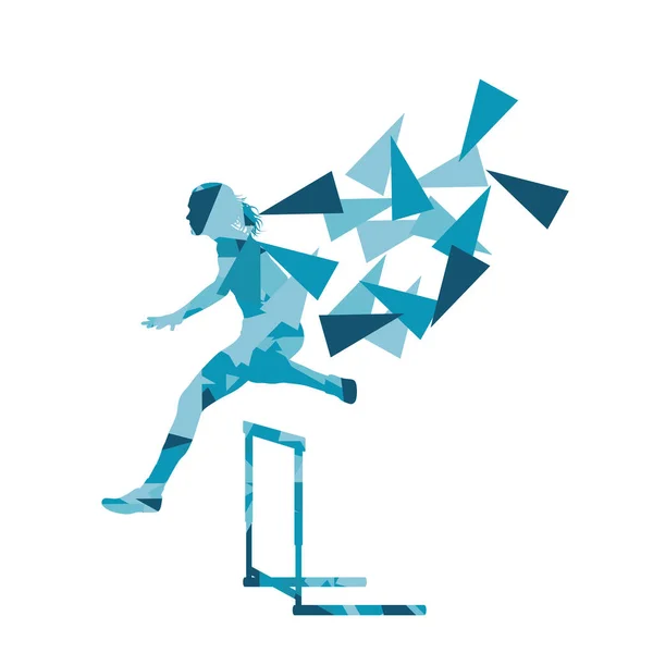 Haies féminines course femme athlète concurrent vecteur abstrait retour — Image vectorielle