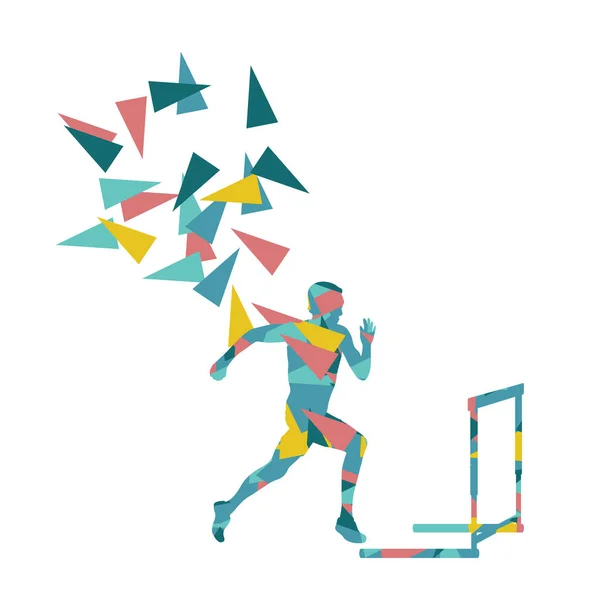 Man hurdles race male athlete competing vector abstract backgrou — Stock Vector