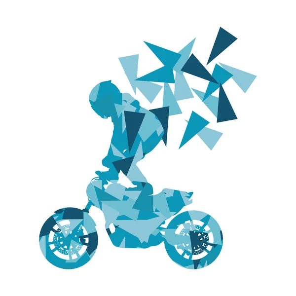 Motocyklista provádí extrémní akrobacii řidič vektor abstraktní bac — Stockový vektor