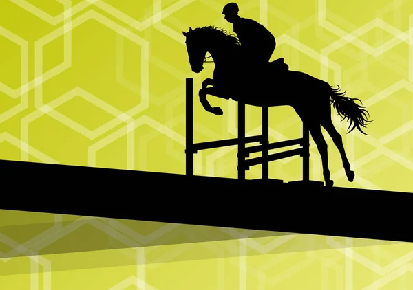 Αλόγου με αναβάτη ιππικό άθλημα διάνυσμα φόντο — Διανυσματικό Αρχείο