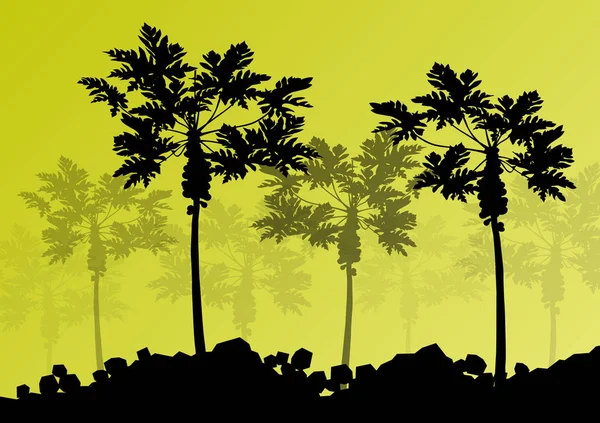 Palmen detaillierte grafische Silhouetten abstrakte Natur Hintergrund — Stockvektor