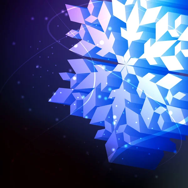 Snowflake neon vector background abstract winter — Stock Vector