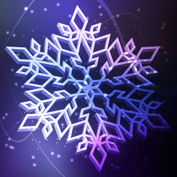 Snowflake neon vector background abstract winter — Stock Vector