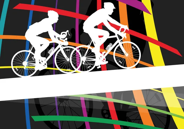 Cyclist active man and woman bicycle riders in abstract sport la — Stock Vector